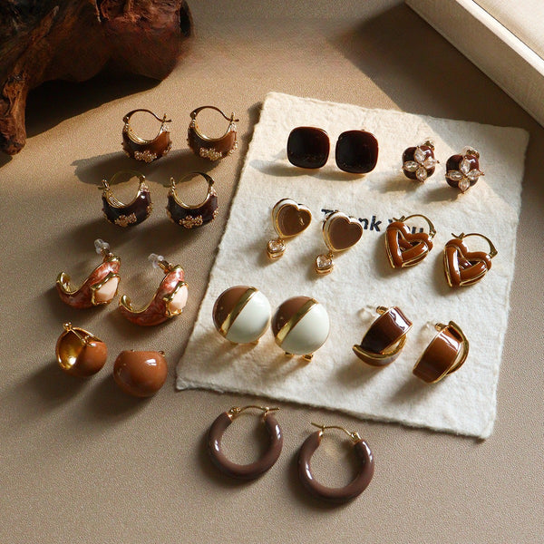 Retro fashion exquisite oil drop enamel earrings high sense medieval niche