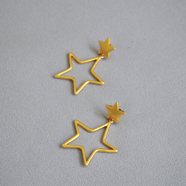 Vintage Fashion Hollow Star 925 Silver Needle Earrings