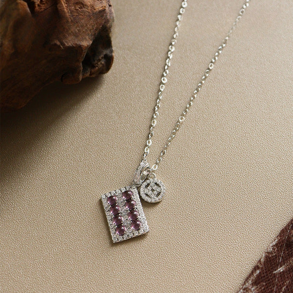 Fashion exquisite temperament versatile crystal small square brand pendant necklace