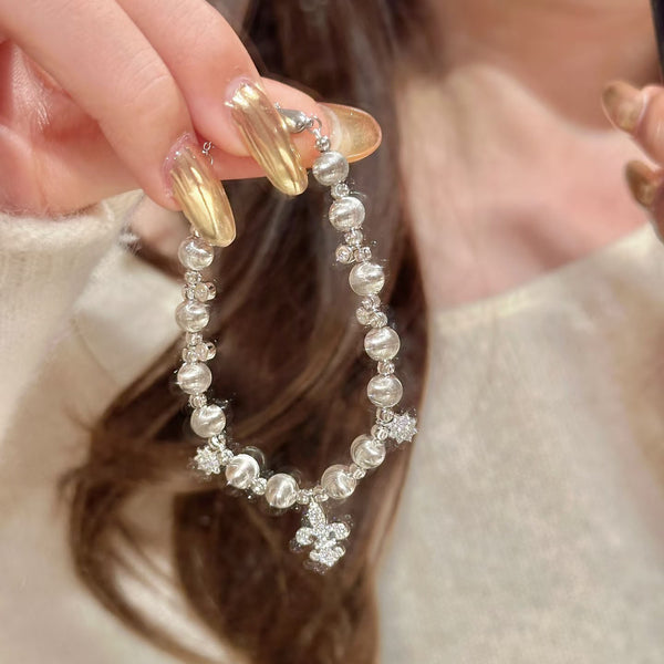 Fashion Cat Eye Bead Iris Snowflake Bracelet for Women Handmade Niche Exquisite Versatile