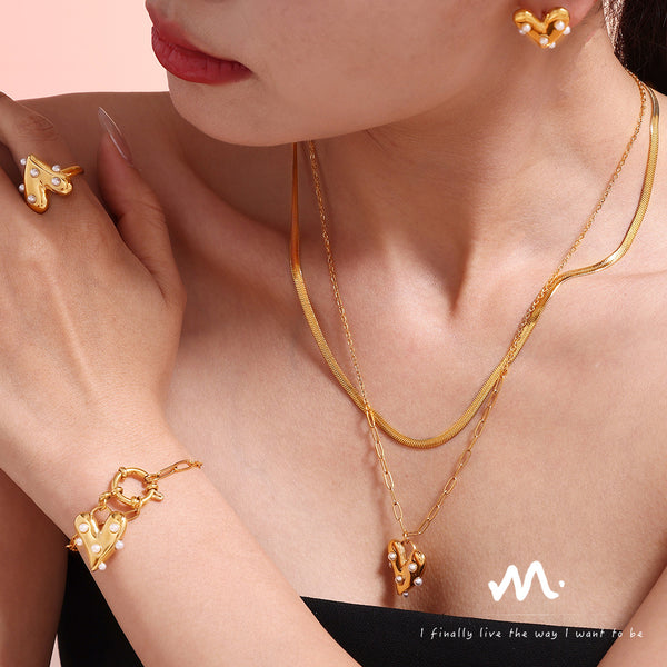 Jewelry Stainless Steel Necklace Earrings Ring Bracelet