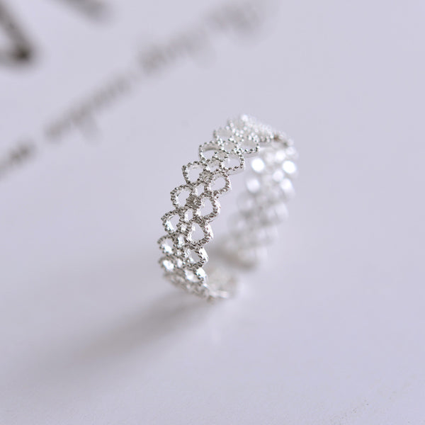 Lace S925 Sterling Silver Ring Opening Adjustable