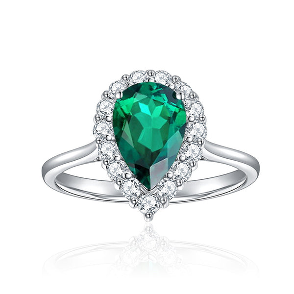 1,5 Karat Wassertropfen-Smaragdring 