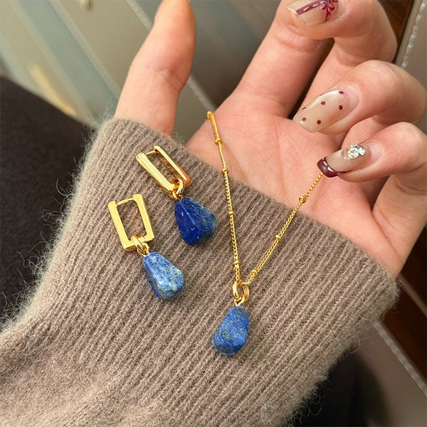 Fashion lapis lazuli necklace, simple and versatile natural stone collarbone chain