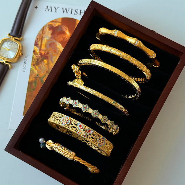 Retro fashion bracelets, light luxury, high-end sense of niche temperament, versatile brushed opening