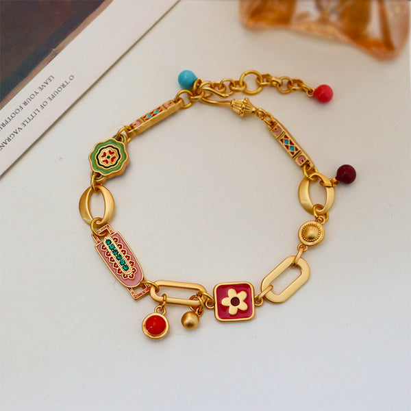 Color Dripping Dopamine Flower Handmade Bracelet Female