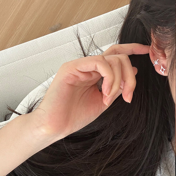 999 foot silver asymmetrical star stud earrings women's earrings