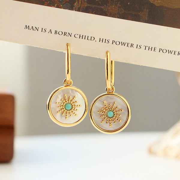 Fashion Sun Shell Natural Stone Earrings Light Luxury Earrings