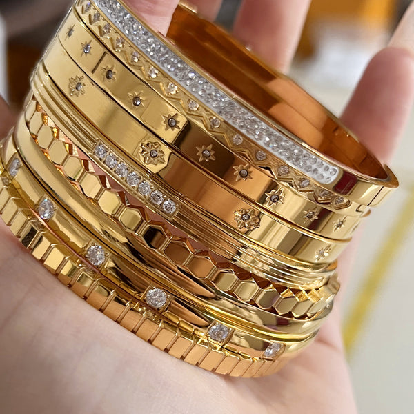 Non-fading plain ring bracelet waterproof stacked jewelry
