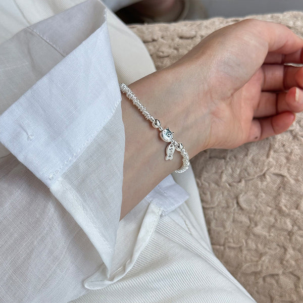 925 Sterling Silver Smile Fish Meow Female Handmade Cute Bracelet