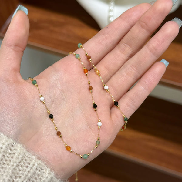 Fashion Versatile Color Dopamine Zircon Bead Necklace Light Luxury