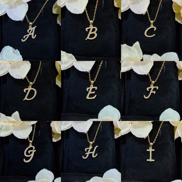 26 letter DIY necklace single pendant moissanite S925 silver plated 18k gold chain