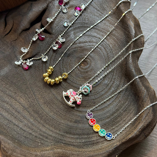 Dopamine Color Necklace S925 Sterling Silver Clavicle Chain