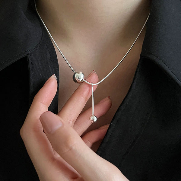 Necklace Female Clavicle Chain Snake Bone Chain Small Ball