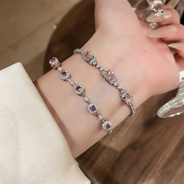 Colored square zircon buckle bracelet