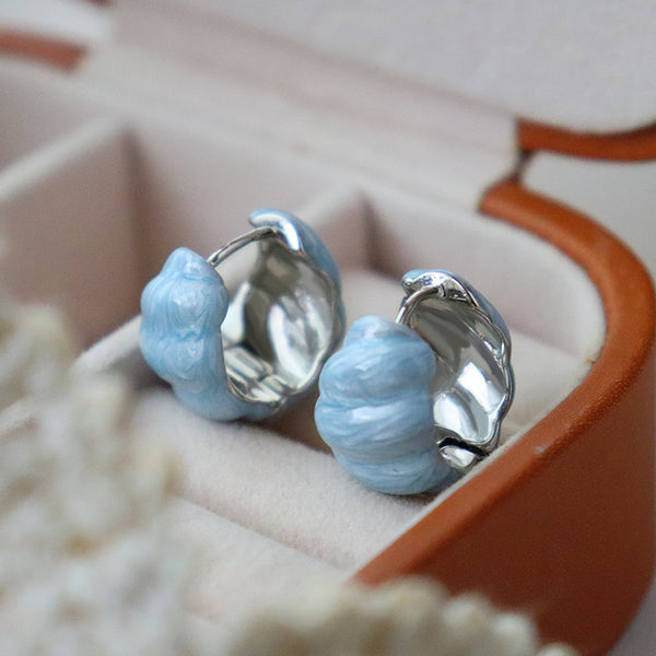 Blue oil drop earrings, ear buckles, women's fashion light luxury earrings light luxury