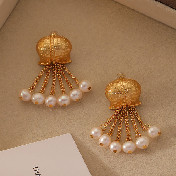 Natural Freshwater Pearl Lily of the Valley Tassel Earrings