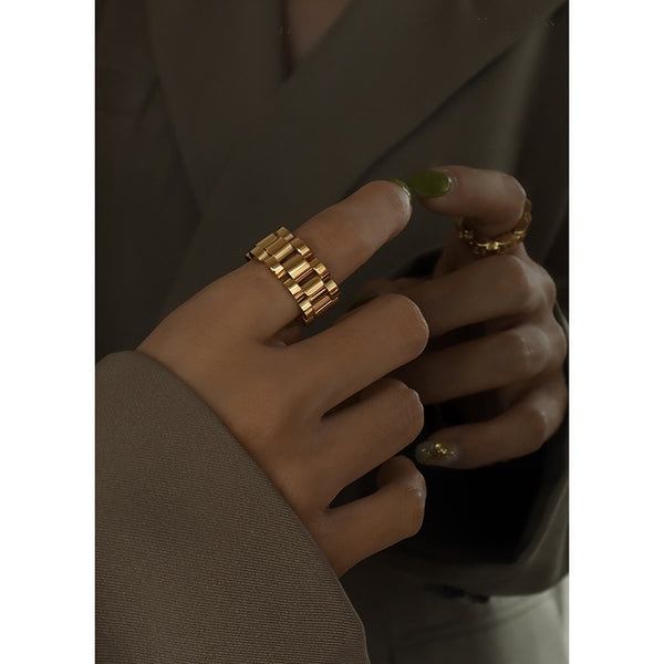 Textured Handmade Titanium Steel Ring Versatile Ring Index Finger Ring Jewelry