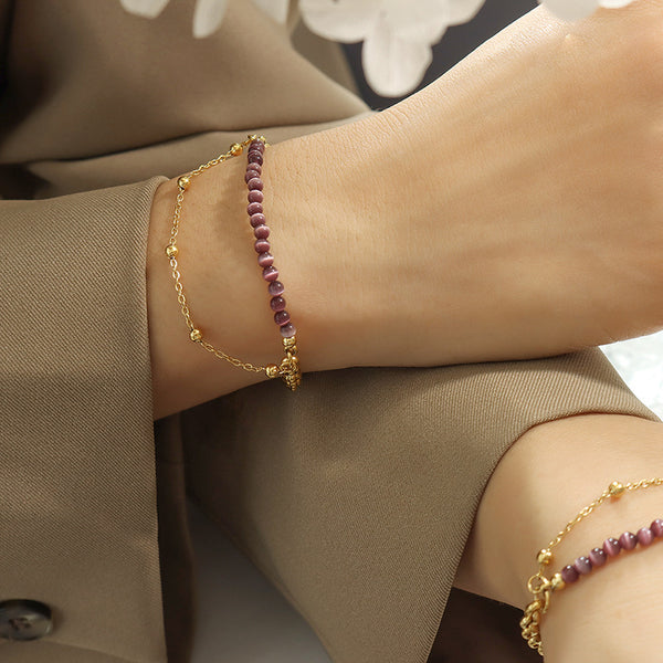 Doppeltes Temperamentvolles Armband aus lila Opal 