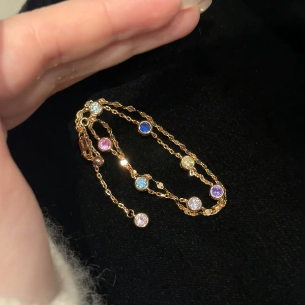 New Colorful Bubble Bracelet for Women Rainbow Zircon Fashion Personality High-end Feel