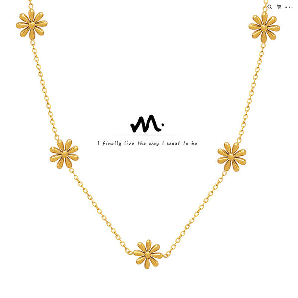 Daisy Titanium Steel Gold-Plated Necklace Non-Fading Jewelry