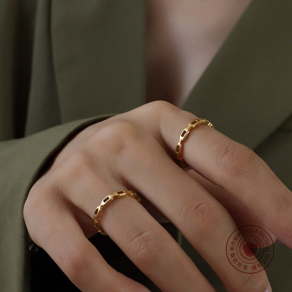 Joint Hollow Ring Titanium Steel 18k Gold