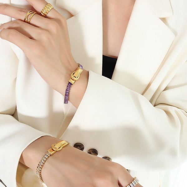 Armband mit doppelseitigem Magnetverschluss und Zirkonia in sieben Farben 